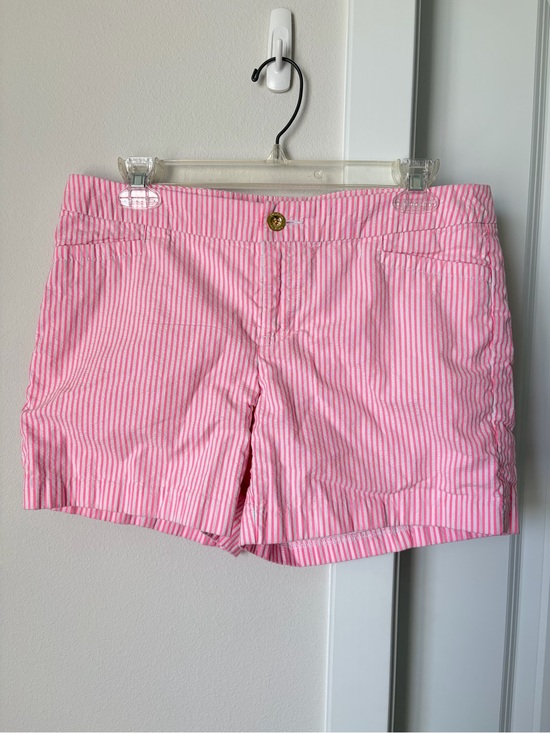 Lilly Pulitzer Pants - Lilly Pulitzer Kelly Short Size 8 Pink Tropics Seersucker Stripes Summer Beach